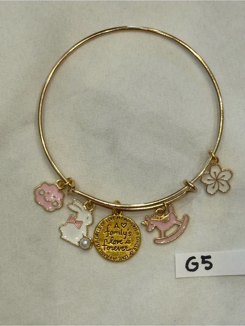 G5 Baby Girl Pink Charm Bangle Bracelet